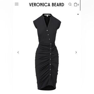 Veronica beard black asymmetric ruched shirt dress - size 10